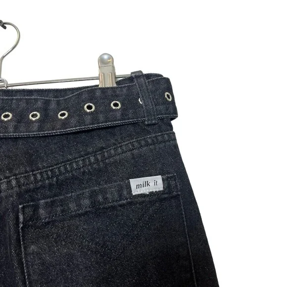 Urban Outfitters NWT Milk It Flare Jeans Women’s 24 Black Belted Vintage - Picture 14 of 14